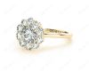 Round Cut Halo Diamond Engagement ring with claw set centre stone in 18K Yellow