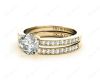 Round cut diamond wedding set rings with four claws setting in 18K Yellow