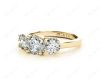 Round Cut Diamond Trilogy Cross Over Ring Setting in 18K Yellow
