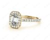 Emerald Cut Halo Diamond Engagement Ring with Four Claws Set Centre Stone in 18K Yellow