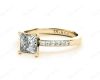 Princess Cut Diamond Engagement ring with four claws centre stone in 18K Yellow