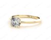 Asscher Cut Four Claw Set Diamond Ring on a Plain Knife Edge Band in 18K Yellow