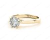 Round Cut Six Claw Set Diamond Ring on a Plain Band in 18K Yellow