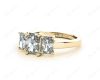 Radiant Cut four Claw Trilogy Diamond Engagement Ring in 18K Yellow