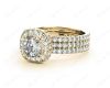 Cushion Cut Four Claw Set Diamond Engagement Ring in 18K Yellow