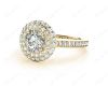 Round Cut Double Halo Diamond Engagement ring with claw set centre stone in 18K Yellow