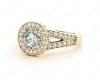 Round Cut Halo Diamond Engagement Ring Split Band with Four Claws Set Centre Stone in 18K Yellow