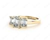 Emerald Cut Four Claw Trilogy Diamond Engagement Ring in 18K Yellow