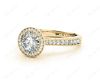 Round Cut Halo Vintage Diamond Engagement Ring With Claw Set Centre Stone in 18K Yellow