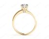 Round Cut Six Claw Set Diamond Ring With Round Cut Diamonds Pave Set on the Sides with a Plain Band in 18K Yellow