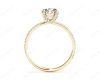 Round Cut Cross Over ring claw set diamond with pave set side stone in 18K Yellow