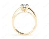 Round Cut Four Claws V Set Diamond Ring with Grain Set Side Stones . in 18K Yellow