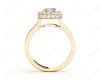 Cushion Cut Halo Ring with Milgrain claw set centre stone in 18K Yellow