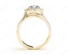 Round Cut Double Halo Diamond Engagement ring with claw set centre stone in 18K Yellow