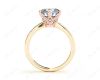 Round Cut Six Claw Set Diamond Ring with Pave Set Side Stones in 18K Yellow