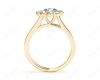 Round Cut Halo Diamond Engagement ring with claw set centre stone in 18K Yellow