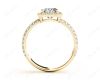 Princess Cut Halo Ring with Milgrain Claw Set Centre Stone in 18K Yellow