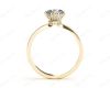 Round Cut Four Claw Set Hidden Halo Diamond Ring with Round Cut Diamonds Pave Set Down the Shoulders and on the Setting in 18K Yellow