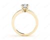 Round Cut 4 Claw Split Shank Engagement Ring with Grain Set Side Stones in 18K Yellow