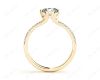 Round Cut Six Prongs Diamond Ring with Pave Set Split Band in 18K Yellow