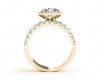 Round Cut Halo Diamond Wedding Rings Set with Four Claws Centre Stone Setting in 18K Yellow