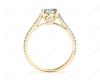Princess Cut Four Claws Diamond Engagement Ring Pave Set Side Stones in 18K Yellow