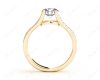 Round Cut Diamond Ring with Four Claws set centre stone in 18K Yellow