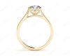 Round Cut Six Claw Set Diamond Ring with Plain Band in 18K Yellow