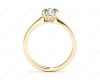 Round Cut Four Claw Set Diamond Ring With a Plain Band in 18K Yellow