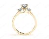 Princess Cut Trilogy Ring with Milgrain set shoulder diamond in 18K Yellow