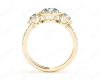 Round Cut Triple Halo Diamond Engagement ring with claw set centre stone in 18K Yellow