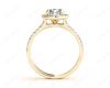 Round Cut Halo Diamond Engagement ring with claw set centre stone in 18K Yellow