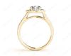 Round Cut Halo Diamond Engagement ring with claw set centre stone in 18K Yellow