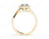 Round Cut Split Shank Diamond Halo Engagement Ring with Pave Set Side Stones Down the Band in 18K Yellow