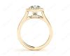 Halo Diamond Engagement Ring Setting Round Cut with Claw Set Centre Stone Channel Setting Side Stone in 18K Yellow Gold 