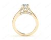 Round Cut Classic Solitaire Four Claws Diamond Engagement Ring with Micro Pavé Set Prongs in 18K Yellow