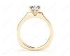 Round Cut Classic Six Claws Diamond Solitaire Ring with Square Edge Shoulders in 18K Yellow