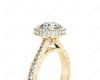 Vintage Style Double Halo Round Cut Diamond Engagement Ring With Claw Set Centre Stone in 18K Yellow