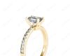 Emerald Cut Diamond Engagement Ring with Four Prong set centre stone   in 18K Yellow