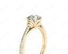 Round Cut Four Claw Set Diamond Ring with Pave Set Diamonds on the Band in 18K Yellow