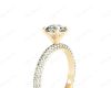 Round Cut claw set diamond ring with micro pave set side stone in 18K Yellow