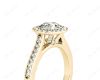 Round Cut Halo Diamond Engagement Ring with Bezel Milgrain Set Centre stone in 18K Yellow