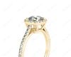Cushion Cut Halo Diamond Engagement Ring with Claw Set Centre Stone with Pave Set Side Stones in 18K Yellow