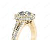 Cushion Cut Halo Ring with Milgrain claw set centre stone in 18K Yellow