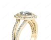 Oval Cut Double Halo Diamond Engagement ring with claw set centre stone in 18K Yellow