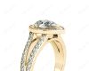 Pear Shape Halo Diamond ring with claw set centre stone in 18K Yellow