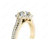 Round Cut Halo Flower Diamond Engagement Ring Split Band with Claw Set Centre Stone in 18K Yellow