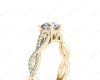 twist Band Round Cut Four Claw Set Diamond Engagement Ring with Pave Set Stones Down the Shoulders in 18K Yellow