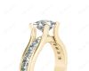 Princess Cut Diamond Engagement ring with four claws Channel Setting Side stones in 18K Yellow