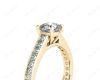 Cushion Cut Four Claws Set Diamond Ring with Channel Set Side Stones in 18K Yellow